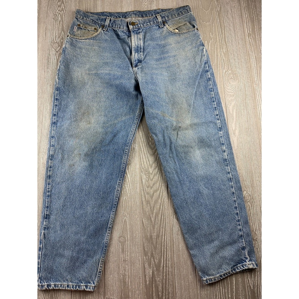 Carhartt B17DST Jeans Mens 40x30 Blue Relaxed Fit Straight Leg Blue Denim
